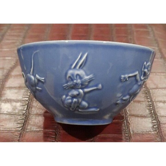 Jars France Blue Animals Raised Cereal Soup Bowl Monkey Pig Mouse Cat Dog Bunny - Picture 3 of 6